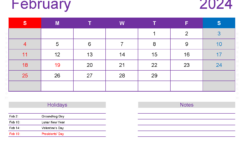 2024 February Blank Calendar Template F2418