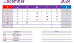 2024 December Blank Calendar Template D1418