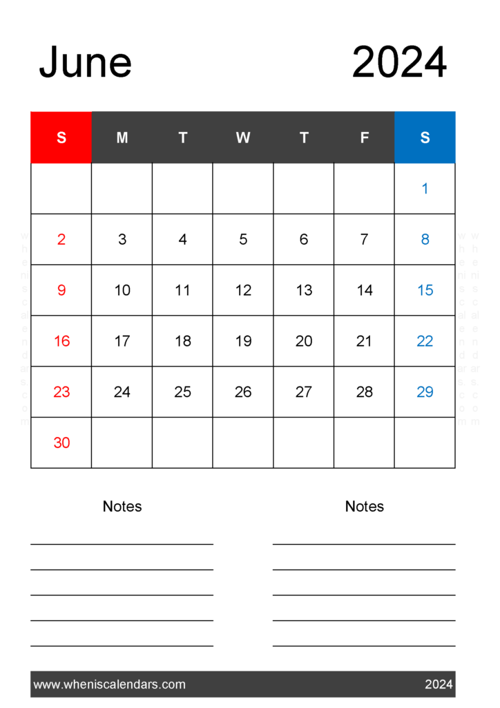 Download June 2024 A4 Calendar A4 Vertical 64221