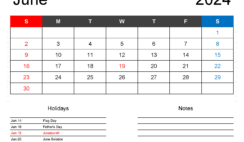 June 2024 Blank Calendar PDF J6161