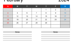 Printable February 2024 Monthly Calendar F2242