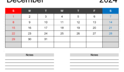 Printable December 2024 Monthly Calendar D1242