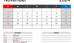 Blank Printable Calendar November 2024 N1162