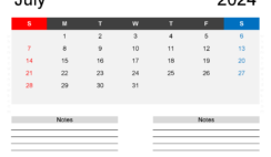 July 2024 Printable Free Calendar J7244