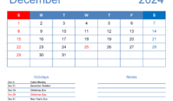 Print a Calendar com December 2024 D1165