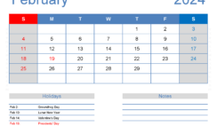 Free Calendar Printable February 2024 F2166