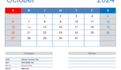 Free Calendar Printable October 2024 O1166