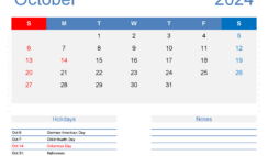 Blank October Calendar Template 2024 O1168