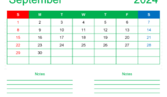 September 2024 Calendar Printable Word S9249