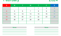 Print Free Calendar February 2024 F2250