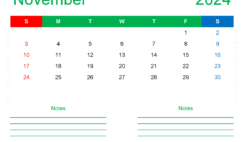 November empty Calendar 2024 N1251