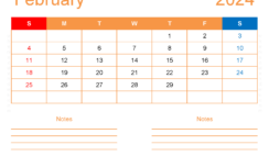 Blank February 2024 Calendar to Print F2253