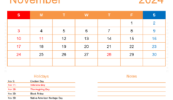 PDF Calendar November 2024 N1173