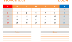 Free Printable Monthly Calendar Nov 2024 N1254