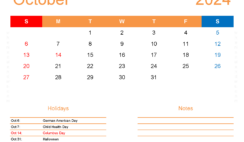 Printable Free October 2024 Calendar O1175