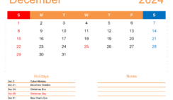 Printable Free December 2024 Calendar D1175