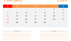 Blank February 2024 Calendar Editable F2256