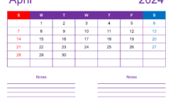 Editable Calendar Apr 2024 A4257