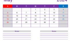 May 2024 Monthly Calendar Template M5258