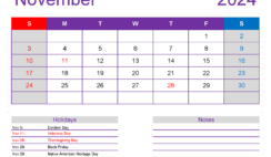 November 2024 Calendar Free Print N1178