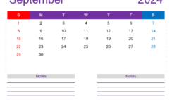 Print Free Calendar September 2024 S9259