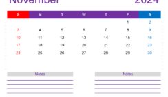 Print Free Calendar November 2024 N1259