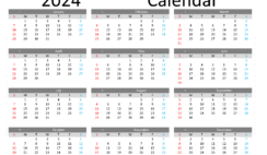 Download Calendar 2024 pdf free download A4 Horizontal (24Y090)