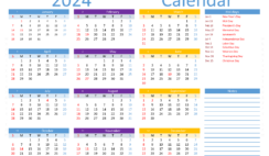 Download printable 2024 Calendar a4 A4 Horizontal (24Y006)