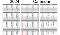 Download printable year planner 2024 A5 Horizontal (24Y133)