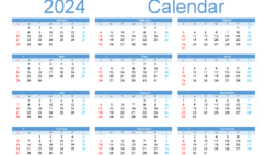 Download free print Calendar 2024 A5 Horizontal (24Y136)