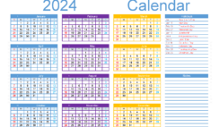 Download free printable 2024 monthly Calendar A5 Horizontal (24Y049)