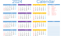 Download editable 2024 Calendar A5 Horizontal (24Y050)