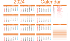 Download year planner 2024 printable A5 Horizontal (24Y052)