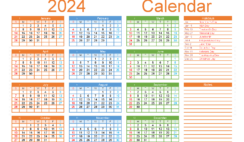 Download 2024 printable Calendar pages A5 Horizontal (24Y053)