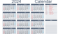 Download 2024 monthly Calendar pdf A5 Horizontal (24Y059)