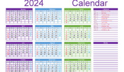 Download 2024 Calendar free download A5 Horizontal (24Y065)