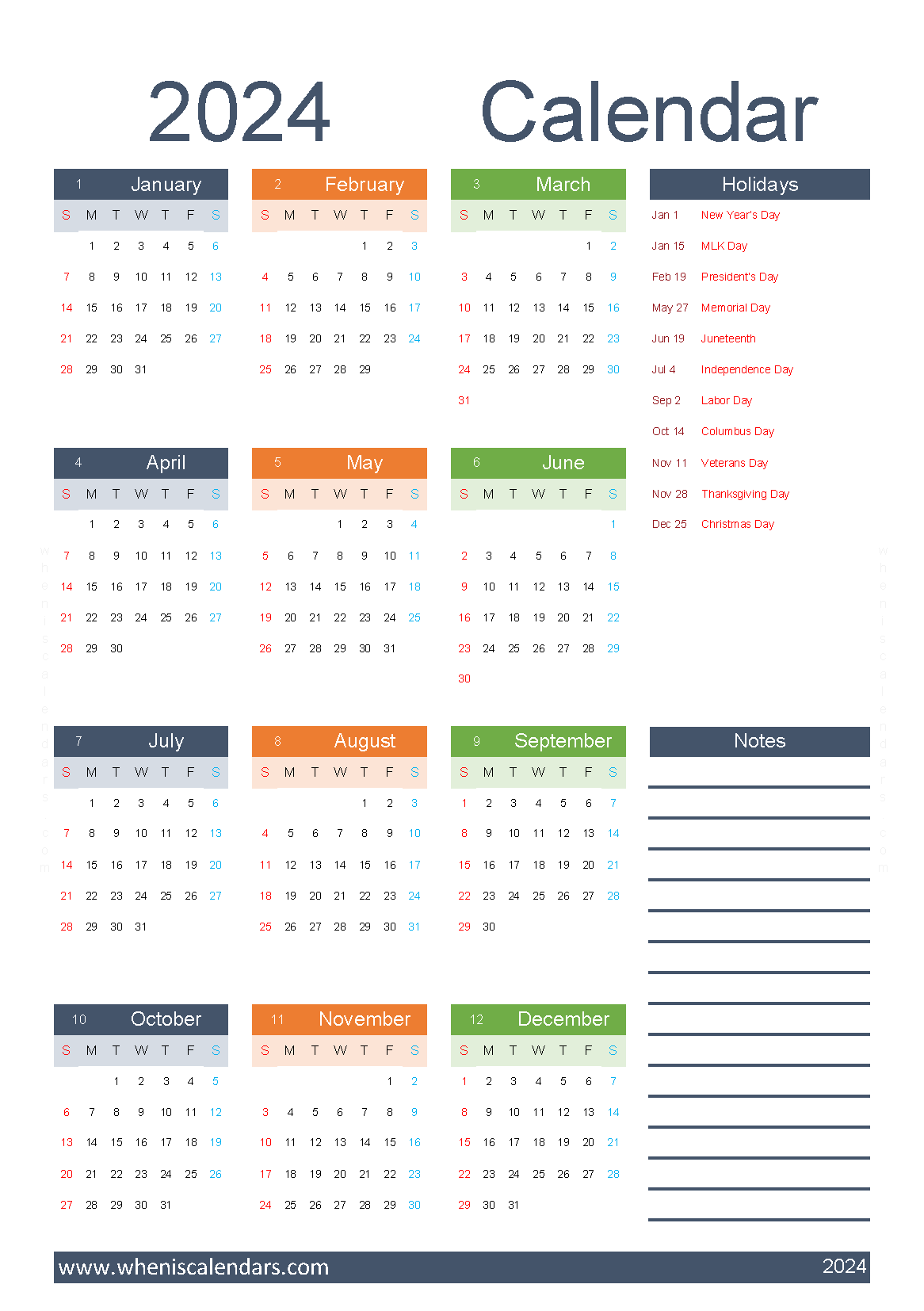 Download Free Editable Calendar 2024 A5 Vertical (24Y084)