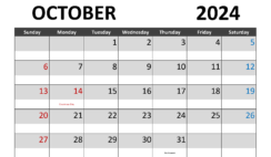 Printable October 2024 Calendar Printable O1282