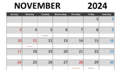 Printable November 2024 Calendar Printable N1282