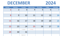 Blank Calendar Template December 2024 Printable D1287