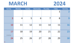 March 2024 month Printable M3289