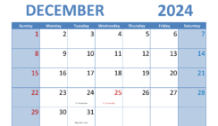 December 2024 month Printable D1289