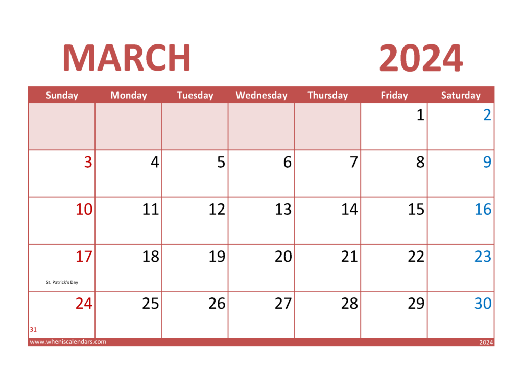 Special Days In March 2024 M3013
