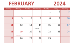 February Blank Calendar Template 2024 F2294