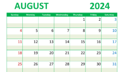 Printable Free Calendar August 2024 A8297