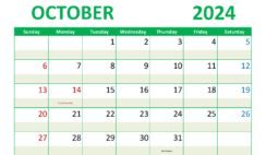 Printable Free Calendar October 2024 O1297