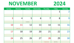 Printable Free Calendar November 2024 N1297