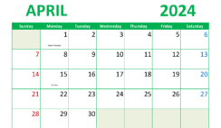 Free Printable April 2024 Calendars A4298