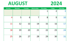 Free Printable August 2024 Calendars A8298