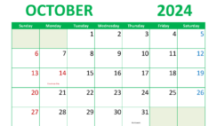 Free Printable October 2024 Calendars O1298